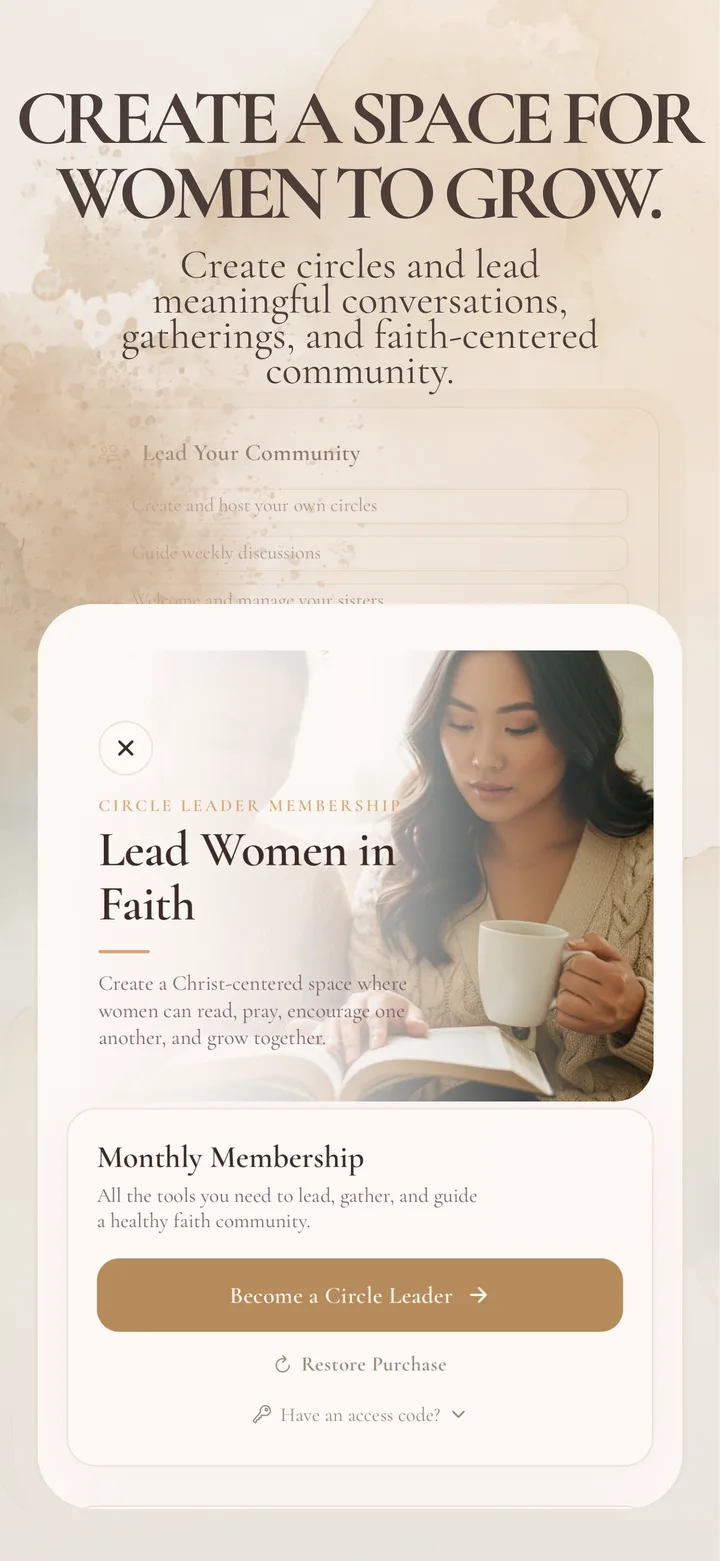 HVN Circle Leader screen for creating a space where women can grow