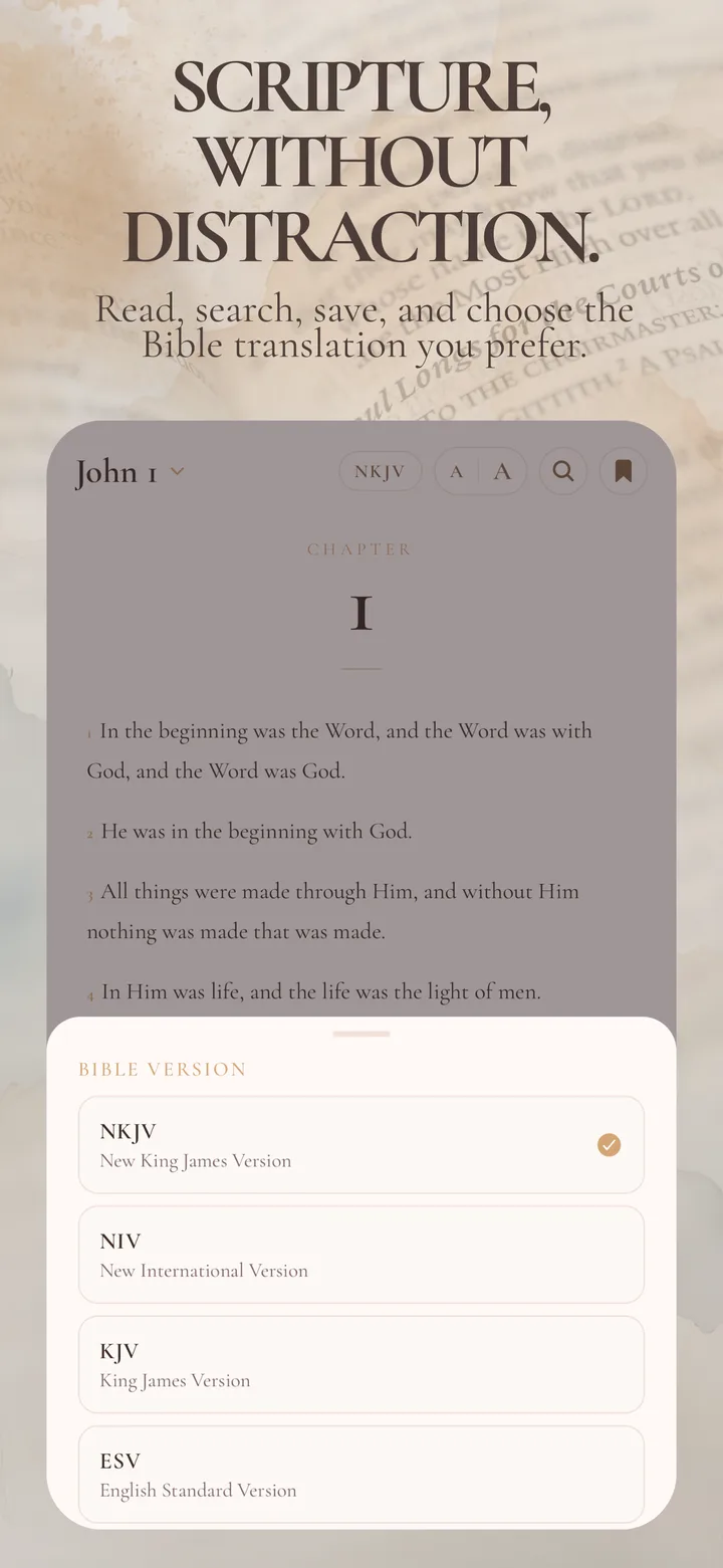 HVN Scripture screen for reading, searching, and saving the Bible